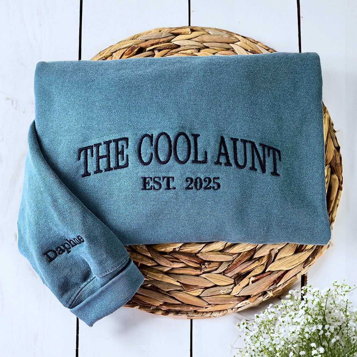 The Cool Aunt Sweatshirt with Custom Est Year, Personalized Gift for Aunt with Embroidered