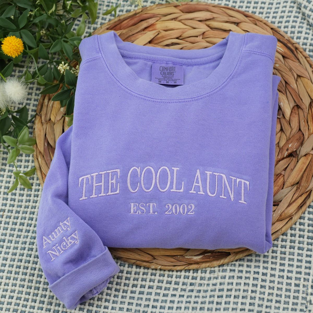 The Cool Aunt Sweatshirt with Custom Est Year, Personalized Gift for Aunt with Embroidered