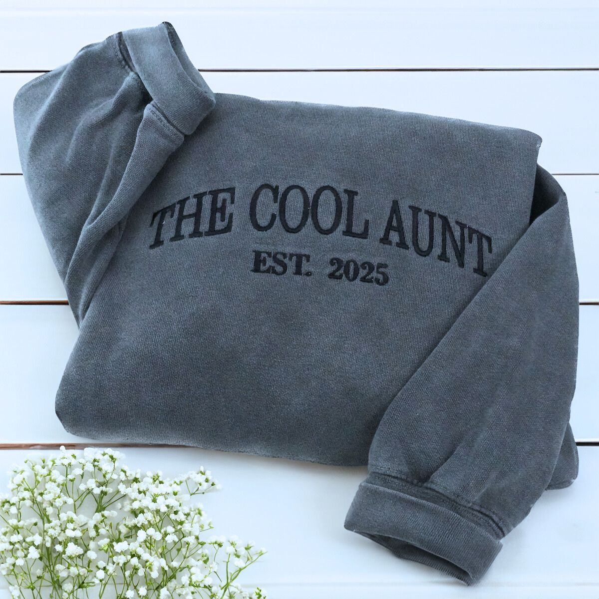 The Cool Aunt Sweatshirt with Custom Est Year, Personalized Gift for Aunt with Embroidered