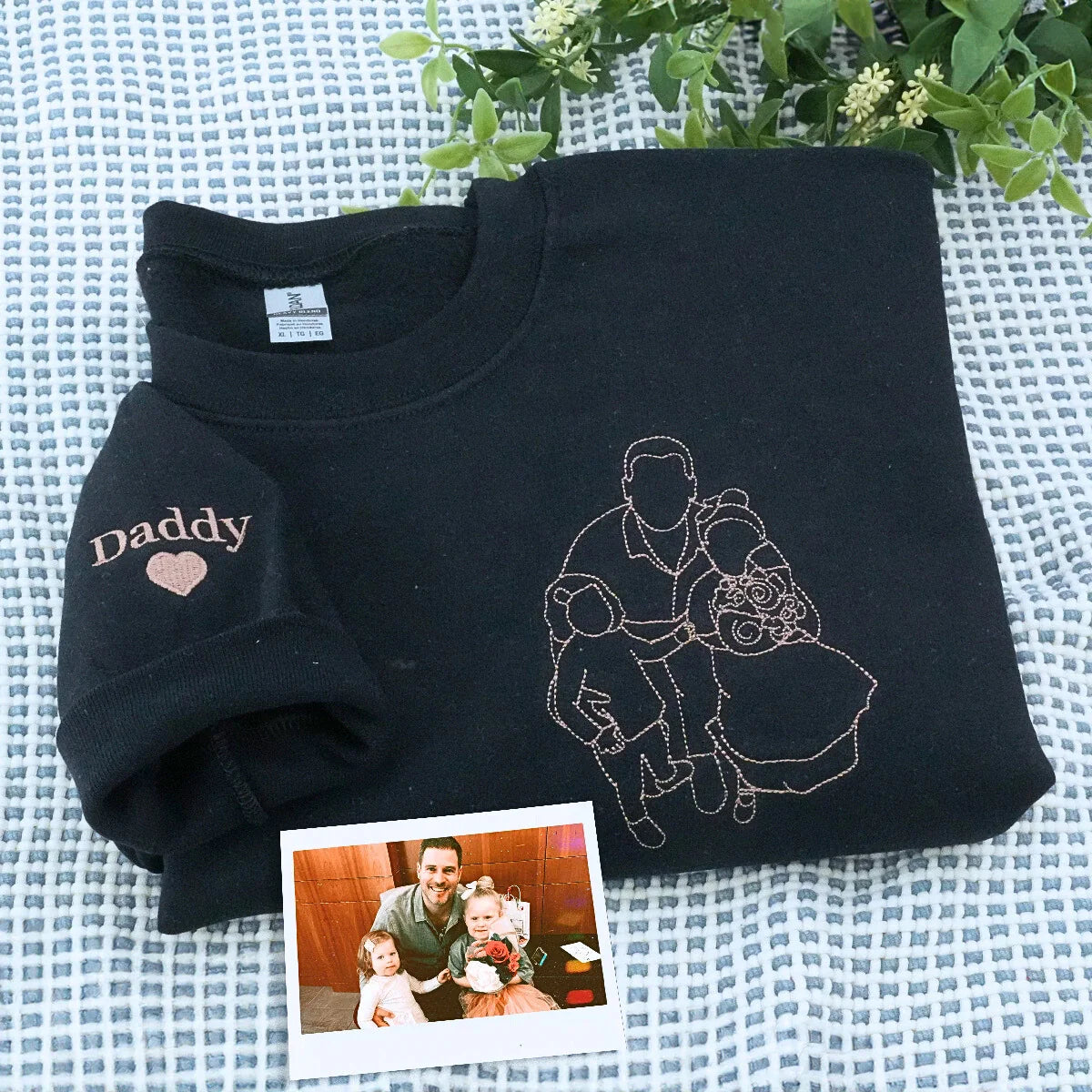 Custom Awesome Like My Daughter Portrait Sweatshirt or Hoodie, Personalized Embroidered Gift from Daughter to Dad