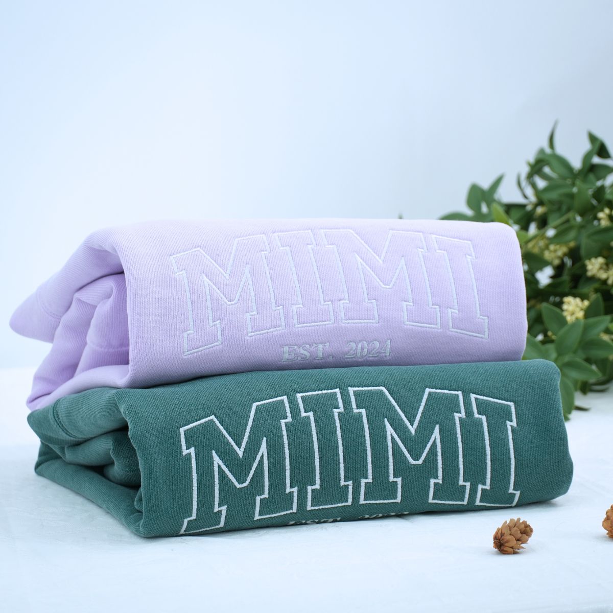 Comfort Color® Embroidered Grandma Est Sweatshirt with Names on Sleeve