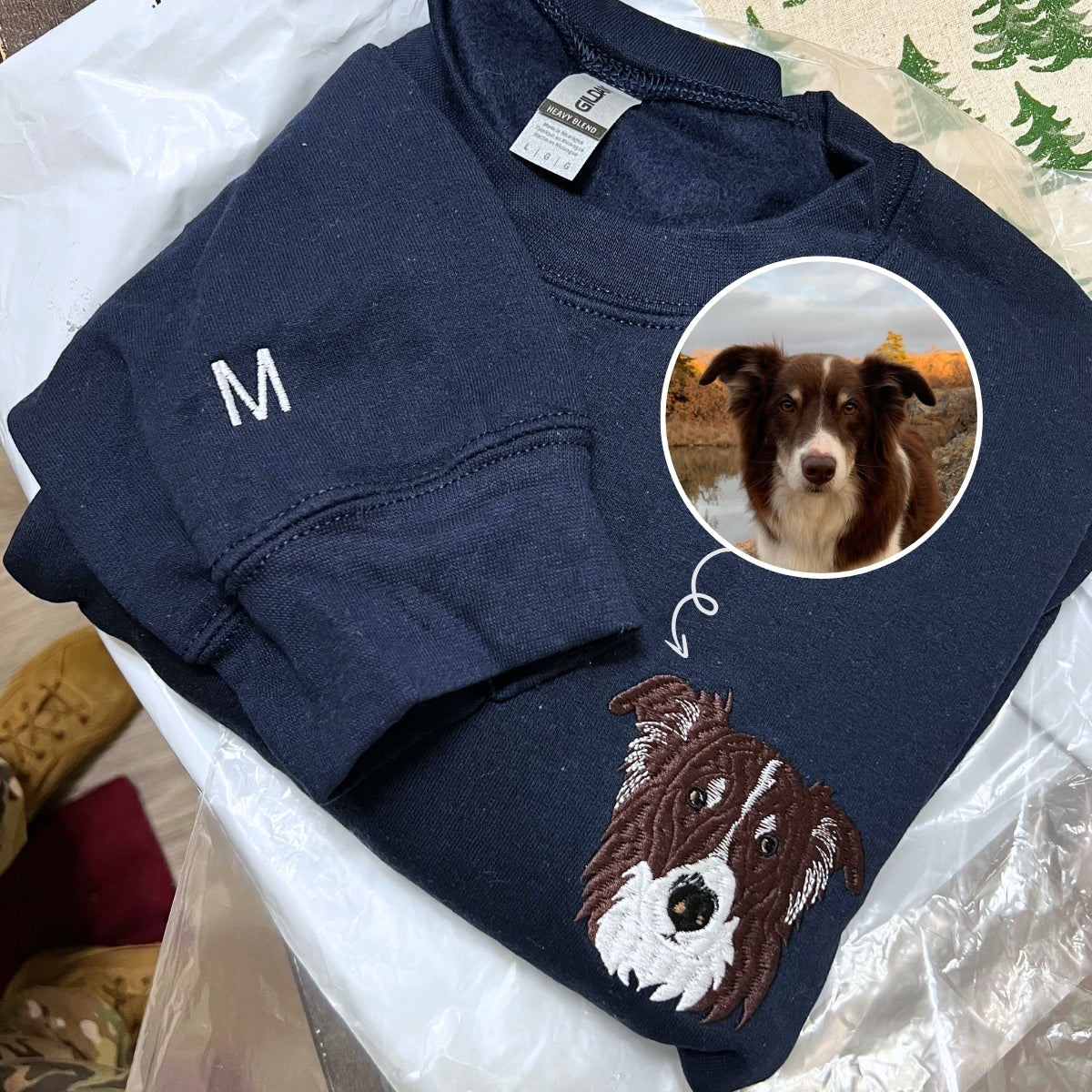 Border Collie Sweatshirt or Hoodie, Custom Embroidered Gift from Photo Name