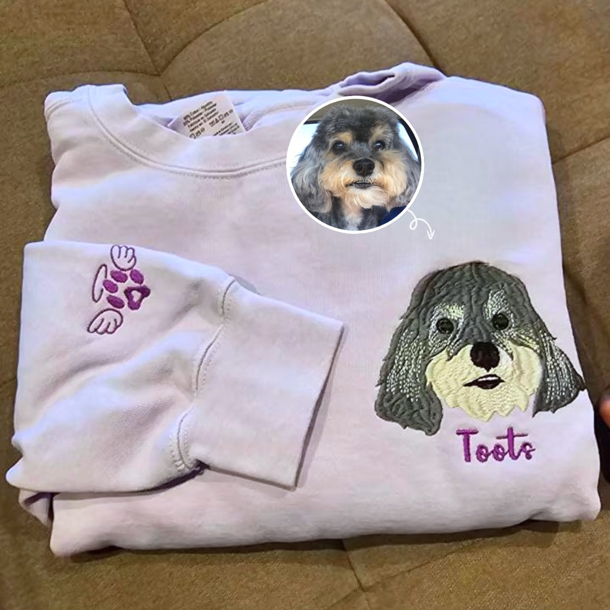 Comfort Color® Custom Embroidered Dog Face Sweatshirt from Your Photo