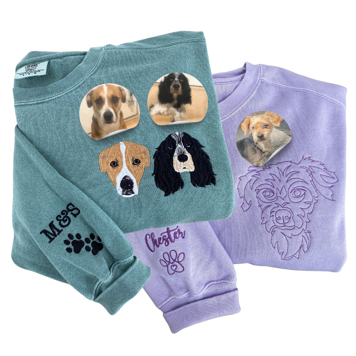Comfort Color® Personalized Dog Sweatshirts for Humans with Custom Embroidered Dog Face and Dog Name
