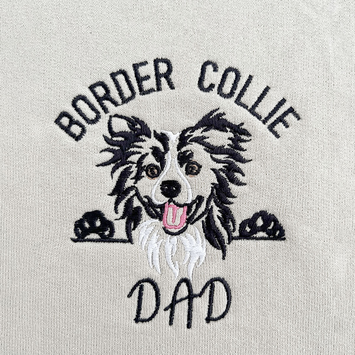 Custom Border Collie Dog Dad Embroidered Collar Sweatshirt, Personalized Sweatshirt with Dog Name, Best Gifts For Boxer Lovers