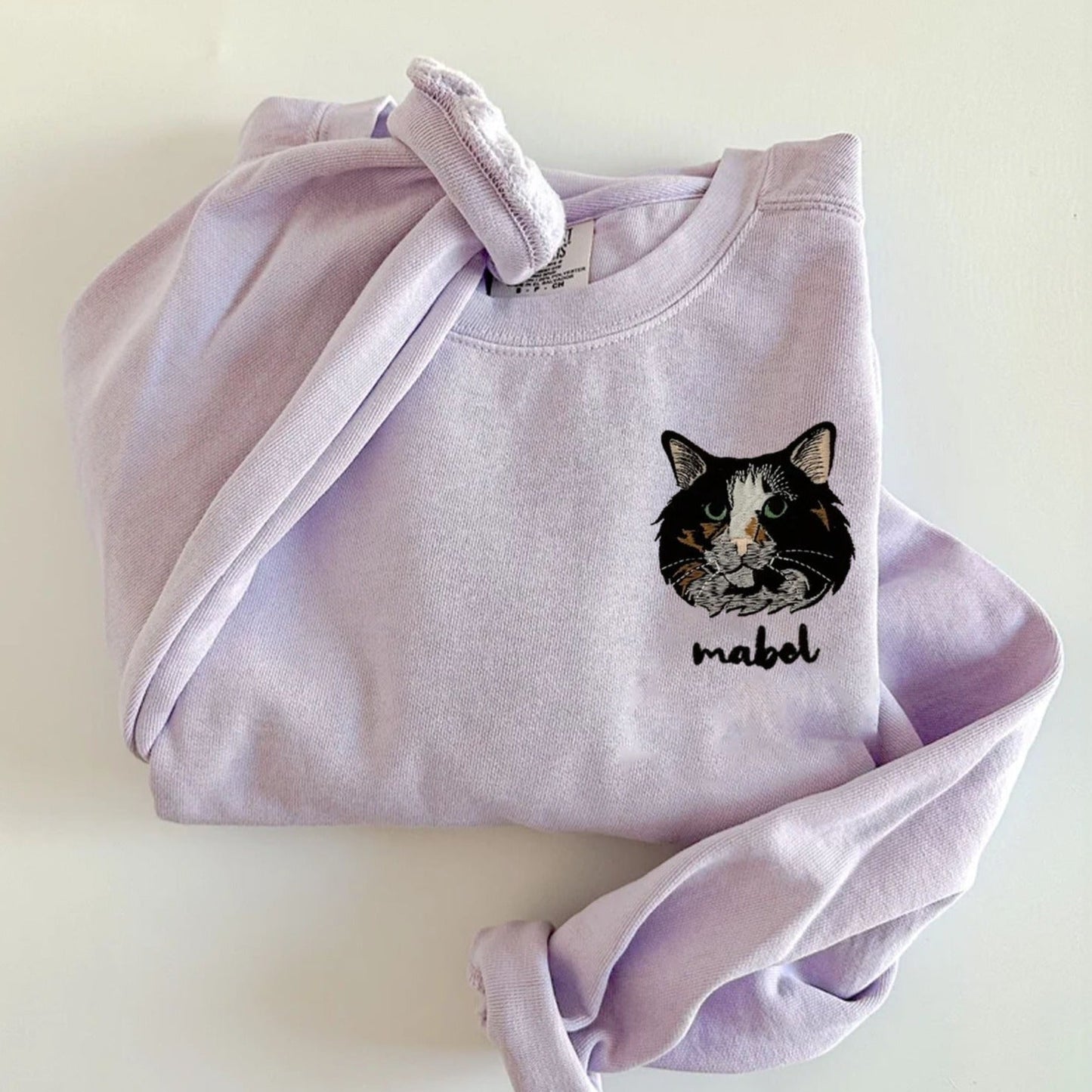 Comfort Color® Custom Embroidered Cat Sweatshirt from Photo