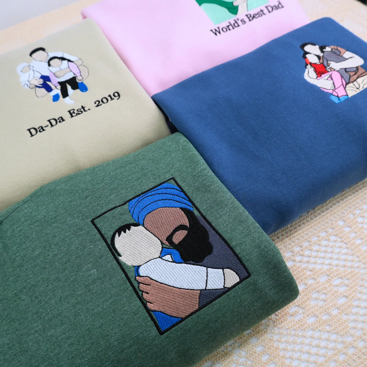 Custom Best Dad Ever Portrait Shirt, Sweatshirt or Hoodie, Personalized Embroidered Father's Day Gift for New Dad
