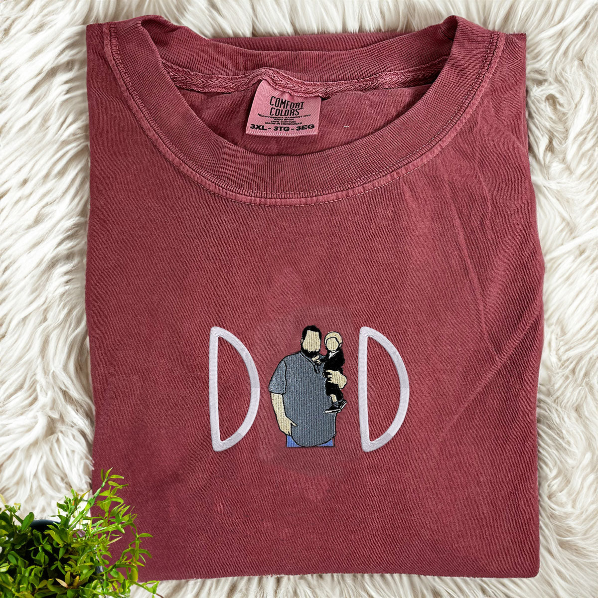 Comfort Color® Custom Embroidered Papi Portrait from Photo Shirt