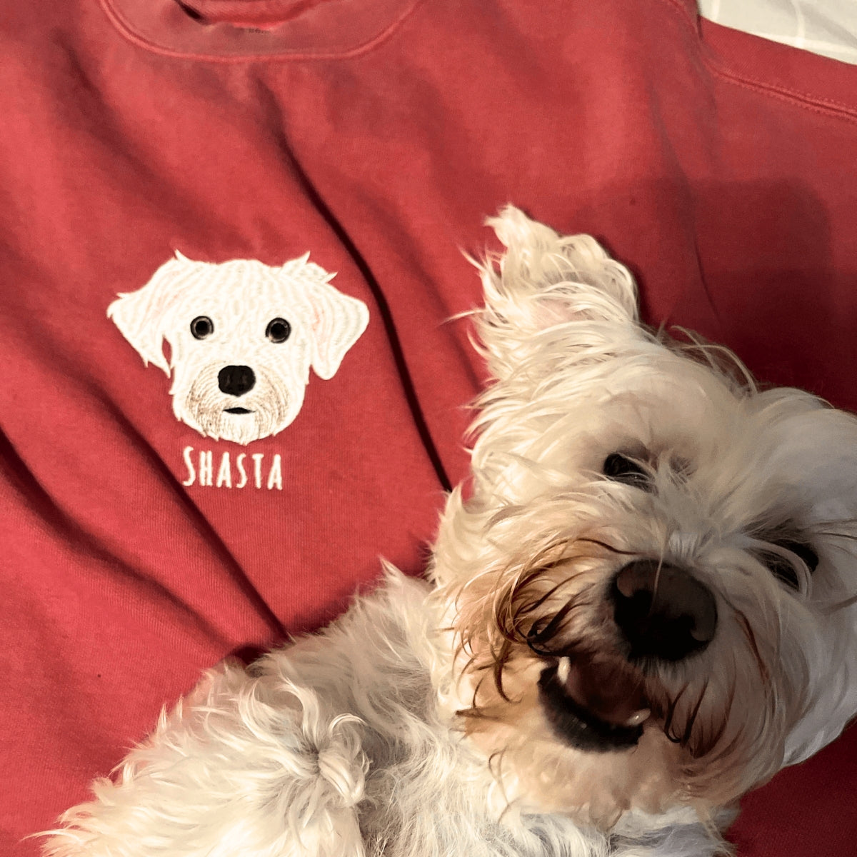Comfort Color® Custom Embroidered Dog Dad Shirt With Dog Portrait From Photo Shirt