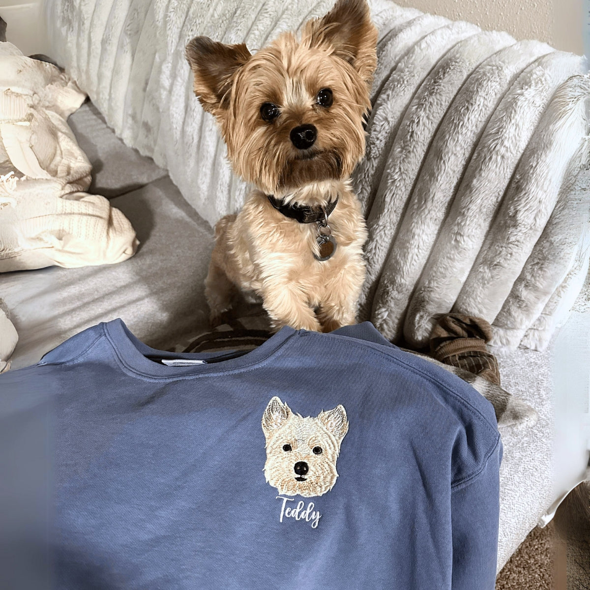 Comfort Color® Custom Embroidered Dog Dad Shirt With Dog Portrait From Photo Shirt