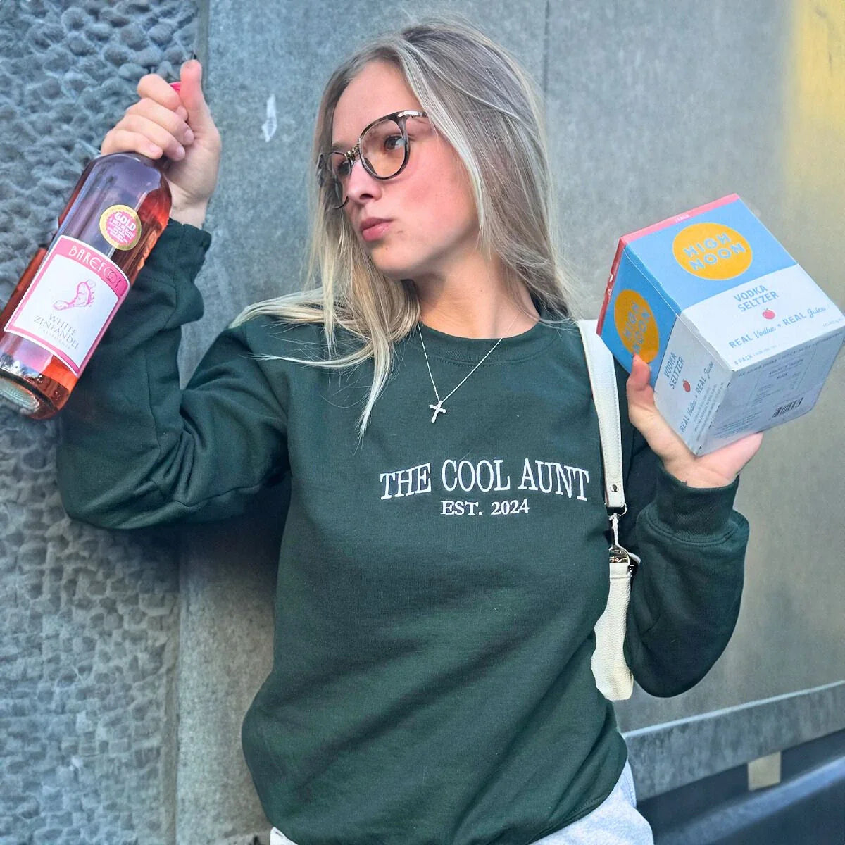The Cool Aunt Sweatshirt with Custom Est Year, Personalized Gift for Aunt with Embroidered