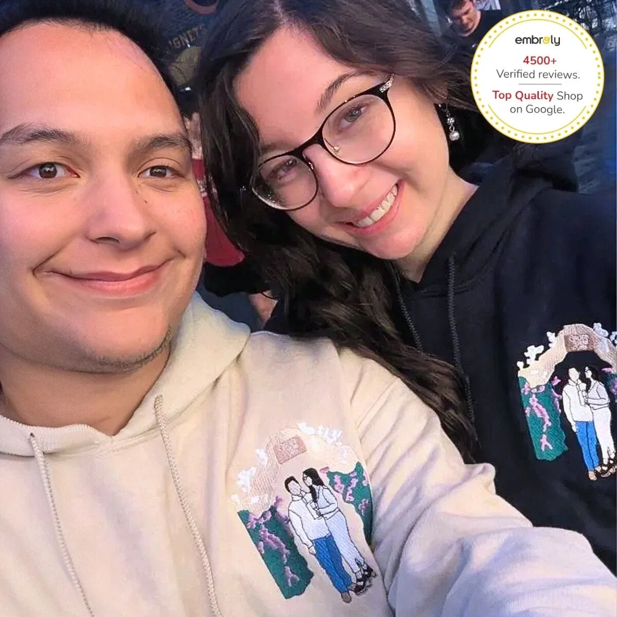 Boyfriend Girlfriend Matching Hoodies or Sweatshirts, Personalized Embroidered Engagement Gifts