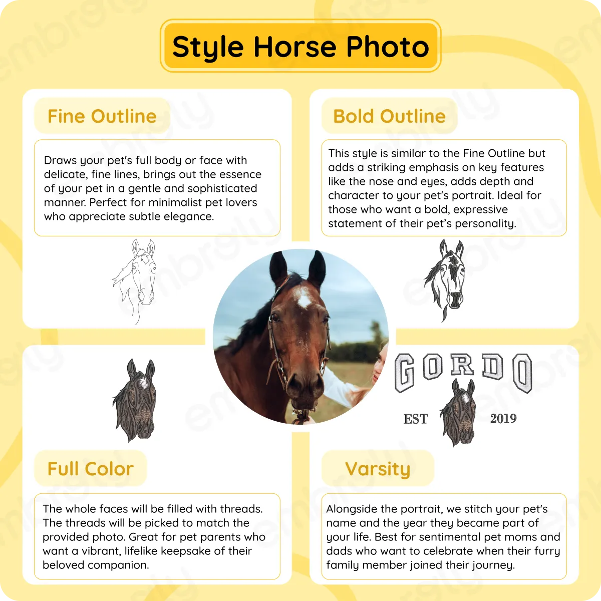 Comfort Color® Custom Embroidered Horse Sweatshirt from Photo