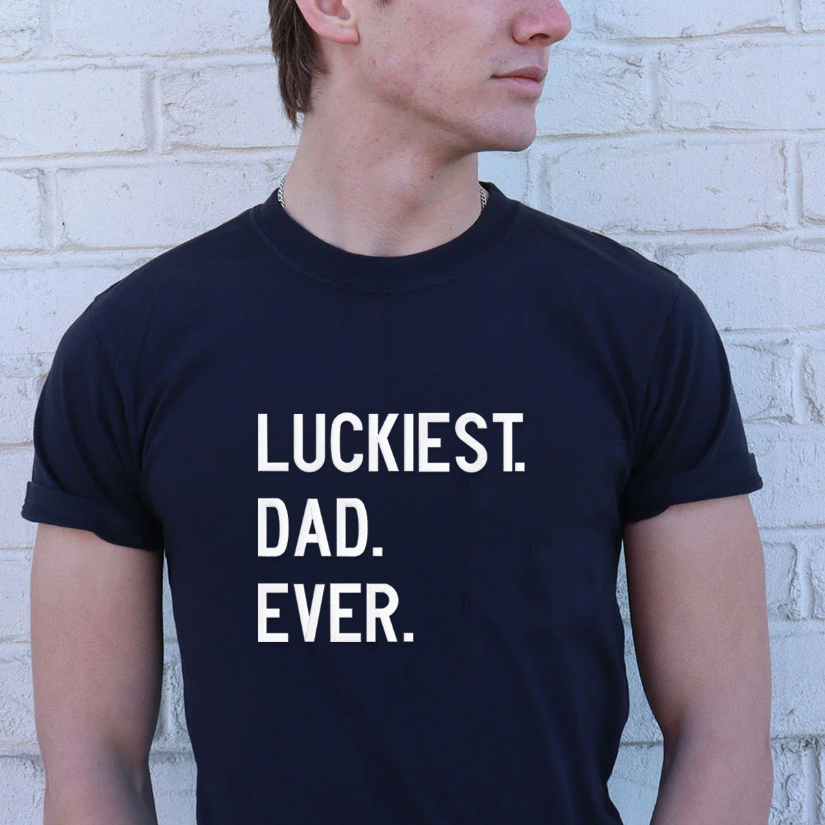 Comfort Color® Embroidered Luckiest Dad Ever Shirt