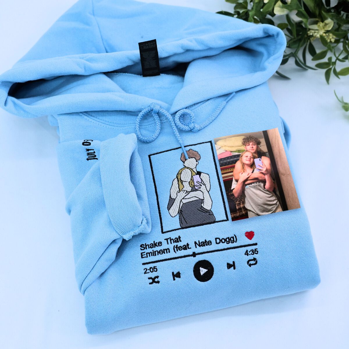 Photo Music Player Sweatshirt or Hoodie, Custom Embroidered Unique Gift Ideas For Couples