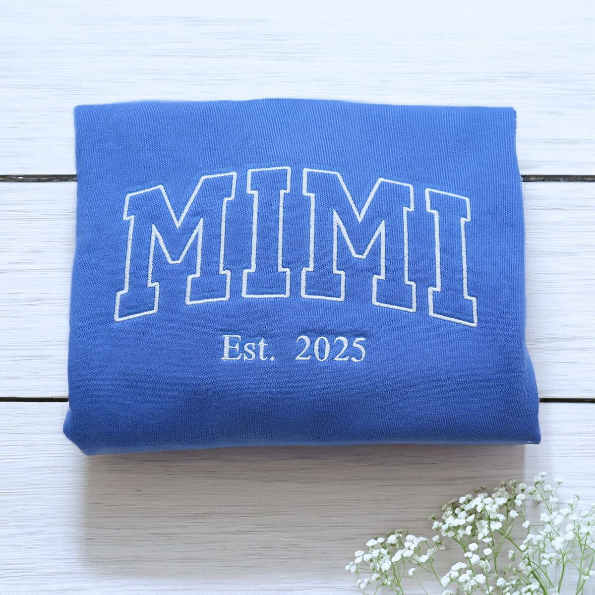 Comfort Color® Embroidered Grandma Est Sweatshirt with Names on Sleeve