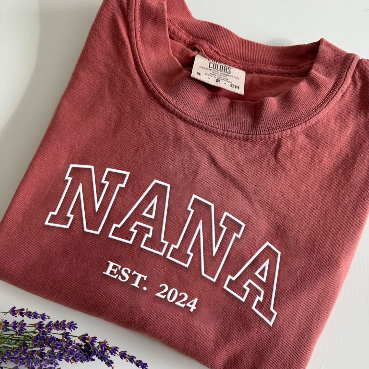 Comfort Color® Embroidered Nana Shirt with Grandkids Names, Gift for Mother's Day