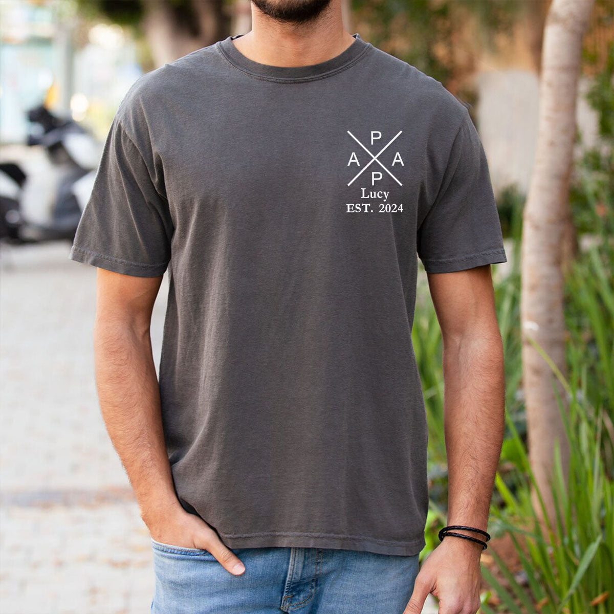 Custom Comfort Color® Embroidered Best Papa Shirt