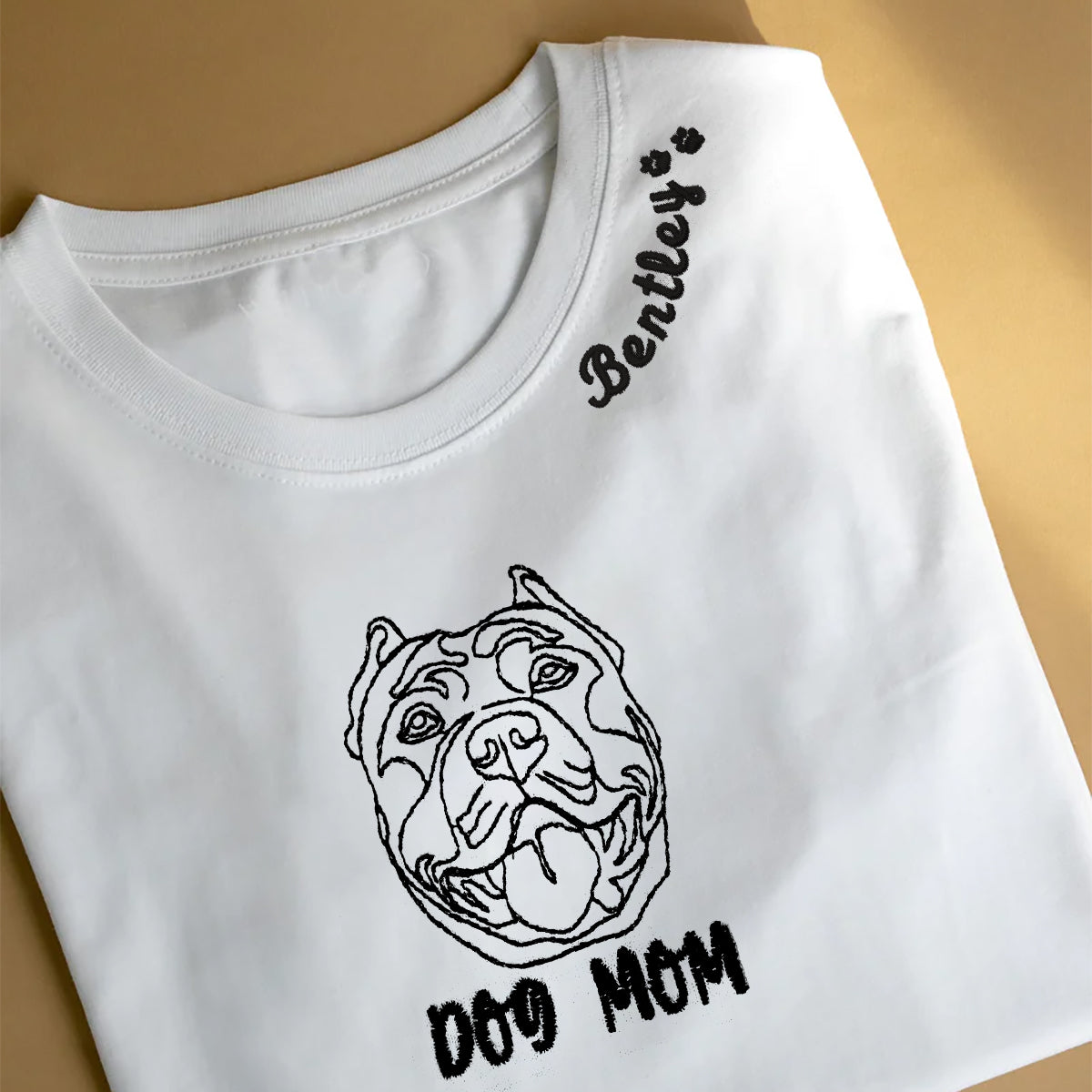 Personalized Pitbull Dog Mom Embroidered Collar Shirt, Custom Shirt with Dog Name, Best Gifts for Pitbull Lovers