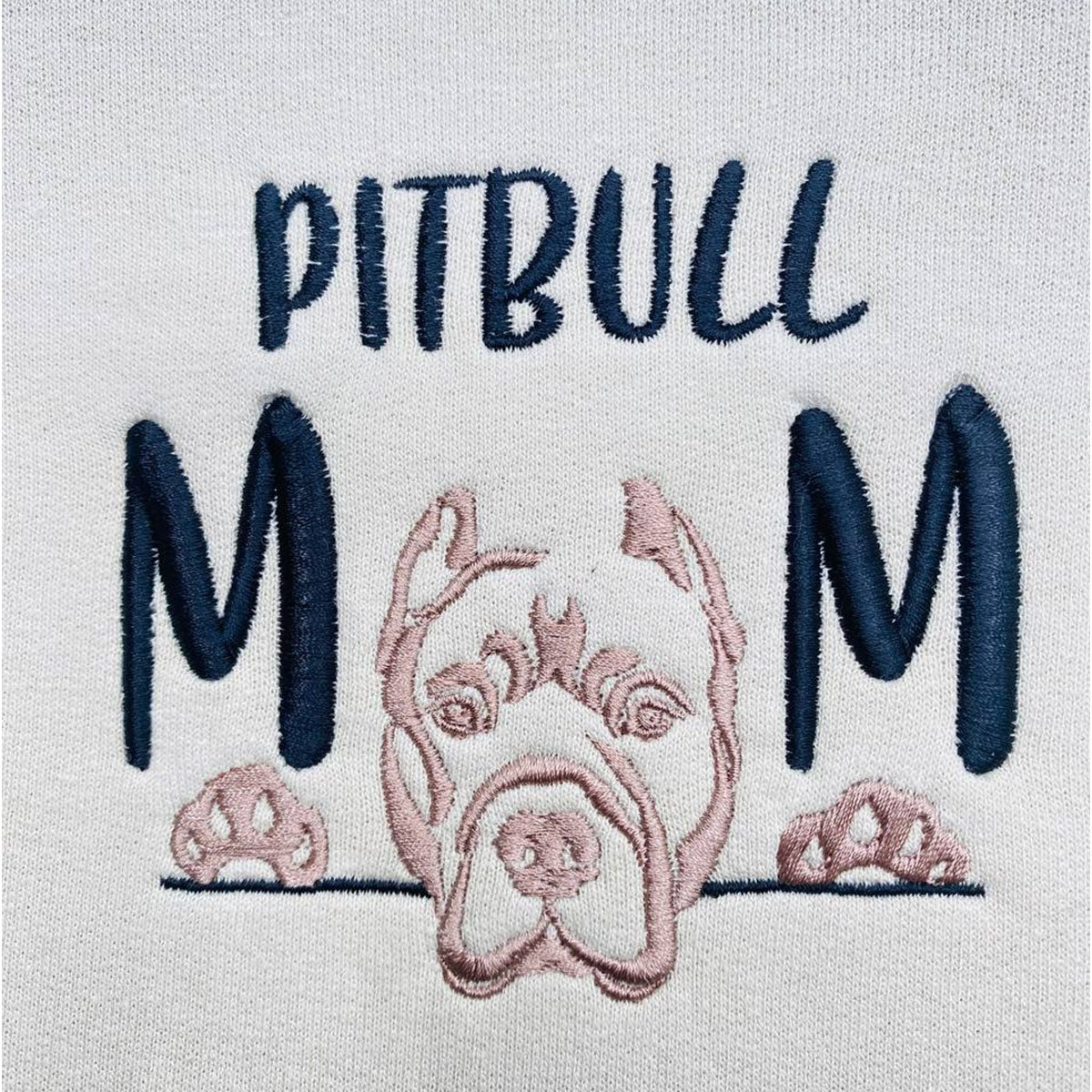 Personalized Pitbull Mom Shirt with Embroidered Collar Dog Name, Best Gift for Pitbull Lover