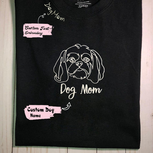 Personalized Shih Tzu Dog Mom Shirt Embroidered Collar, Custom Shirt with Dog Name, Best Gifts For Shih Tzu Lovers