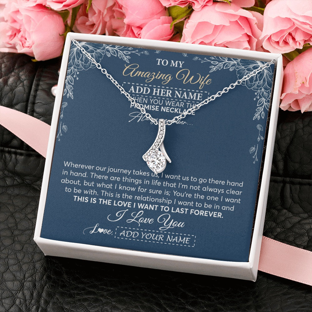Personalized To My Amazing Wife Jewelry From Husband Promise Necklace Birthday Gifts For Wife Anniversary Romantic Valentines Christmas Gift Box Message Card