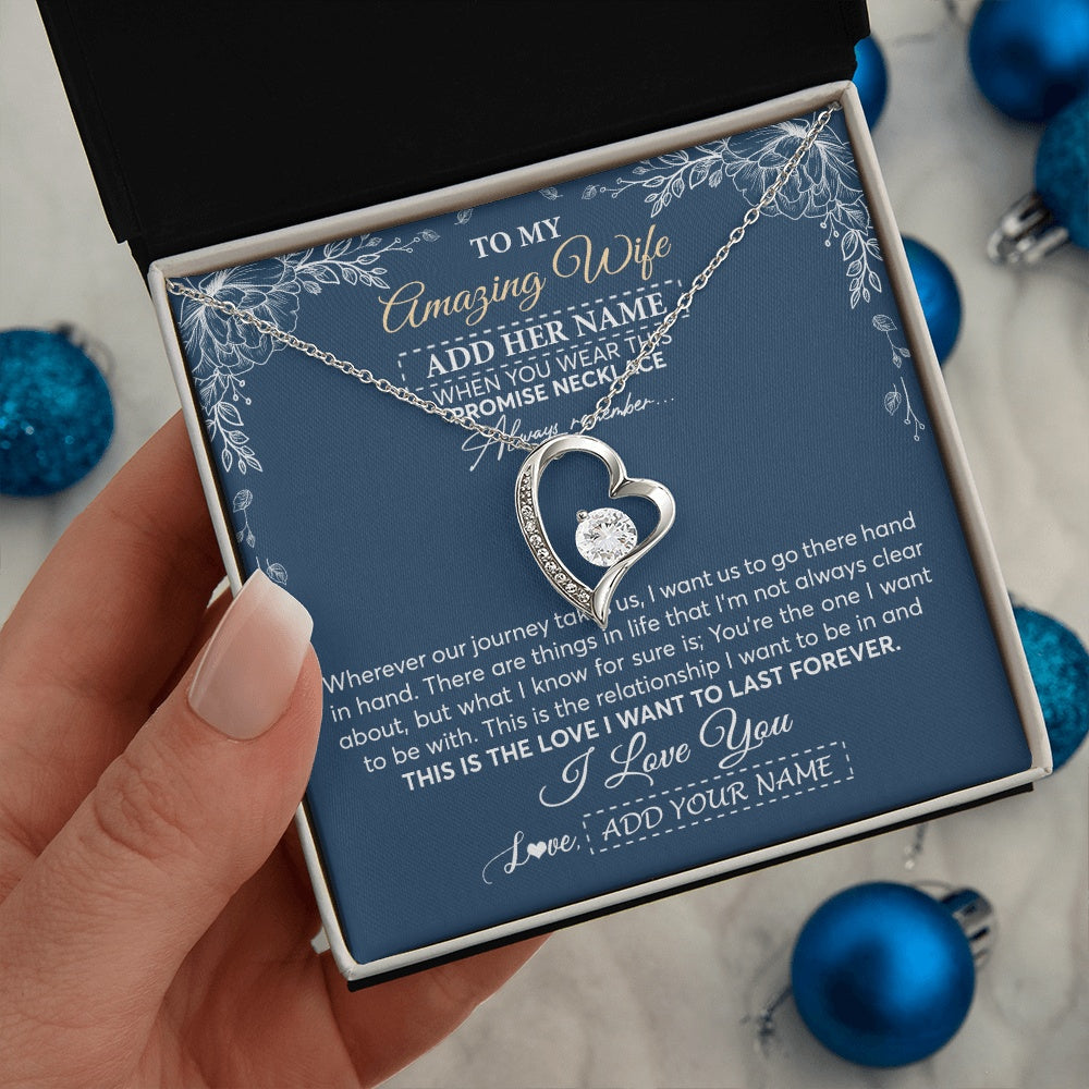 Personalized To My Amazing Wife Jewelry From Husband Promise Necklace Birthday Gifts For Wife Anniversary Romantic Valentines Christmas Gift Box Message Card