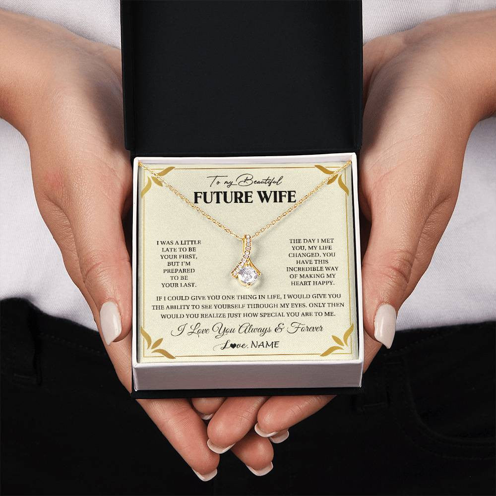 Personalized To My Beautiful Future Wife Necklace Gift From Husband Promise Necklace For Her Soulmate Wife Romantic Birthday Customized Gift Box Message Card