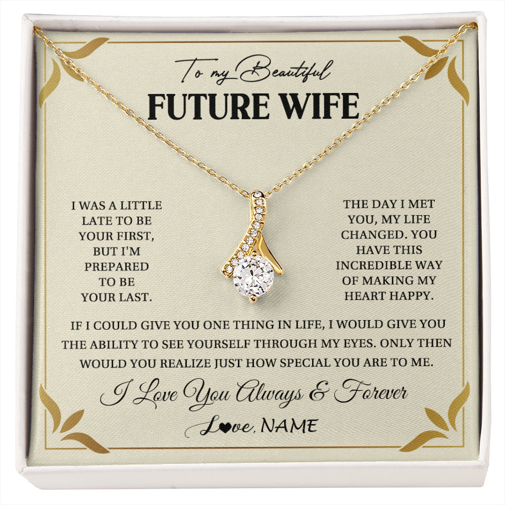 Personalized To My Beautiful Future Wife Necklace Gift From Husband Promise Necklace For Her Soulmate Wife Romantic Birthday Customized Gift Box Message Card