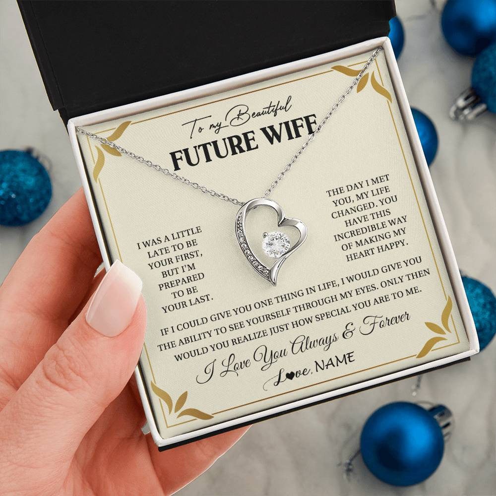 Personalized To My Beautiful Future Wife Necklace Gift From Husband Promise Necklace For Her Soulmate Wife Romantic Birthday Customized Gift Box Message Card
