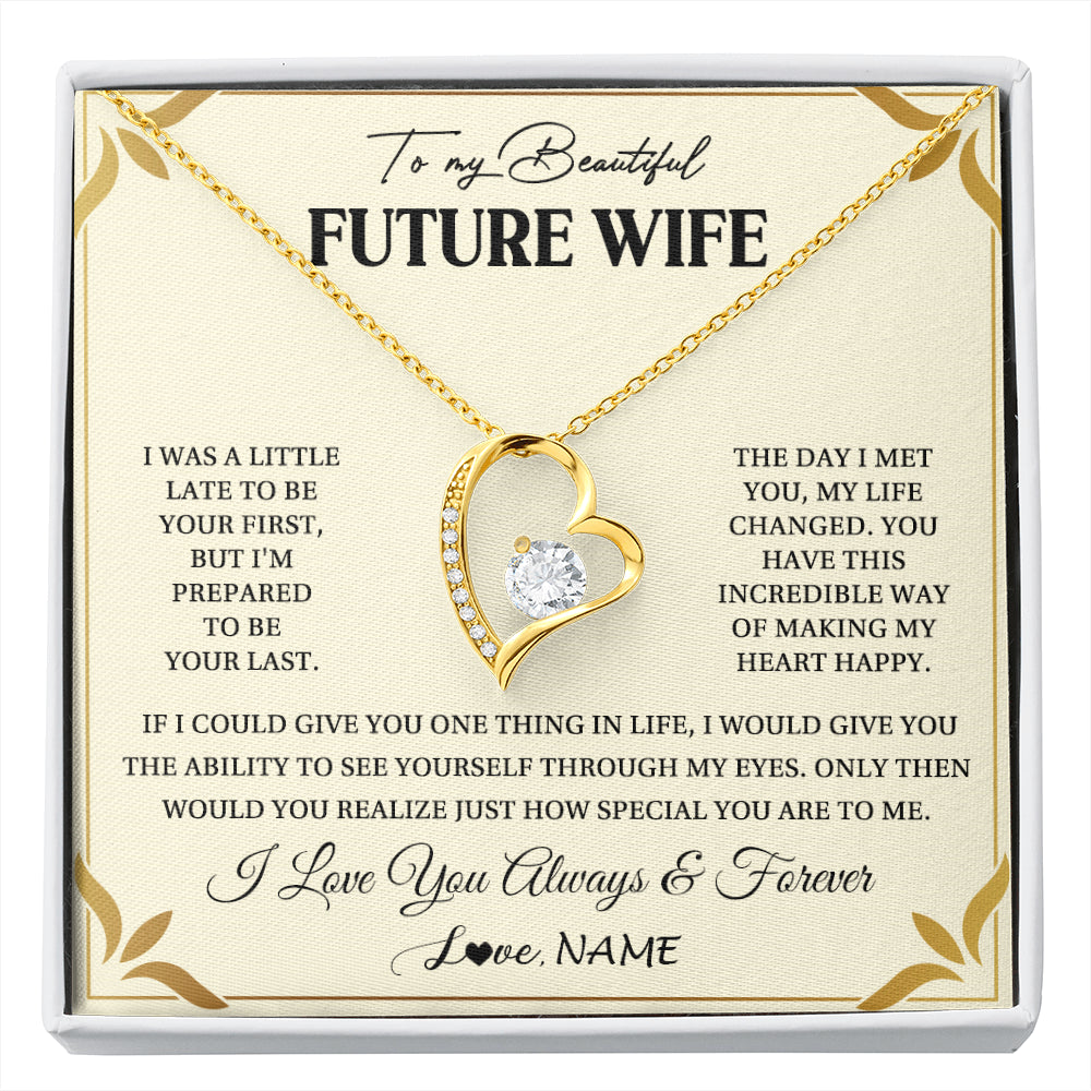 Personalized To My Beautiful Future Wife Necklace Gift From Husband Promise Necklace For Her Soulmate Wife Romantic Birthday Customized Gift Box Message Card