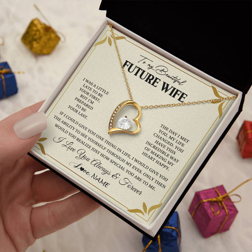 Personalized To My Beautiful Future Wife Necklace Gift From Husband Promise Necklace For Her Soulmate Wife Romantic Birthday Customized Gift Box Message Card