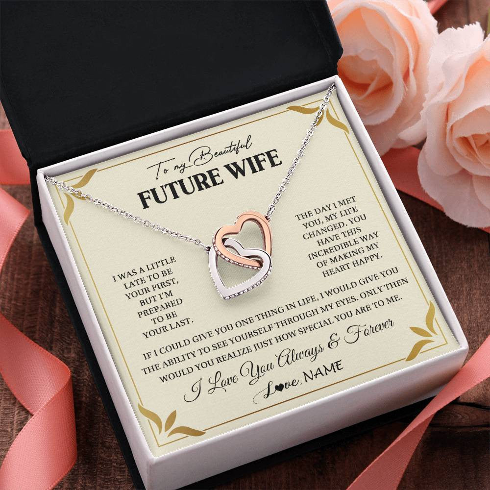 Personalized To My Beautiful Future Wife Necklace Gift From Husband Promise Necklace For Her Soulmate Wife Romantic Birthday Customized Gift Box Message Card