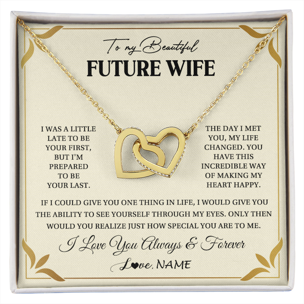 Personalized To My Beautiful Future Wife Necklace Gift From Husband Promise Necklace For Her Soulmate Wife Romantic Birthday Customized Gift Box Message Card