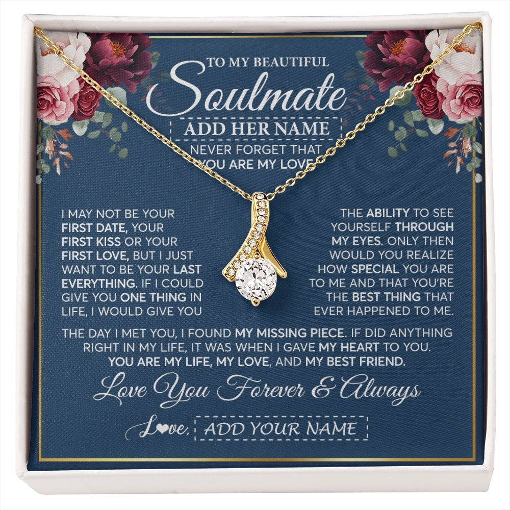 Personalized To My Beautiful Soulmate Gift Necklace You Are My Love Gifts For Wife From Husband Wife Birthday Valentines Day Custom Gift Box Message Card