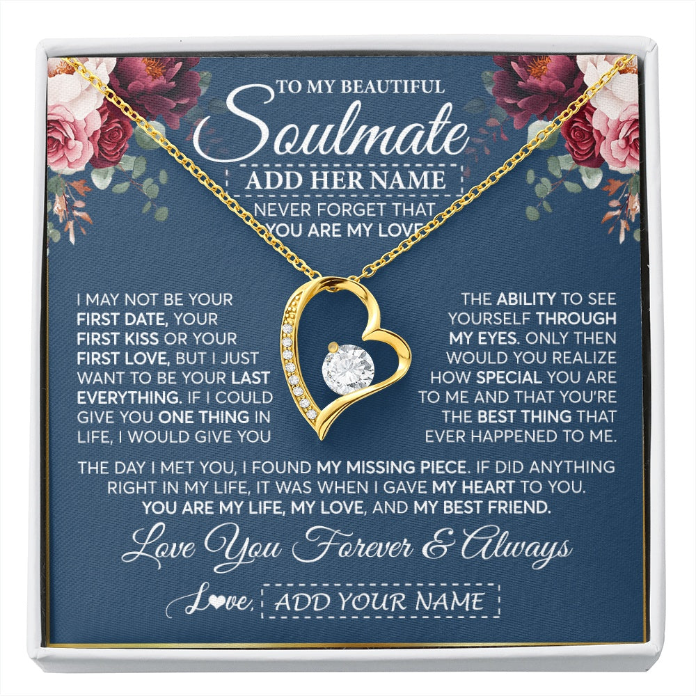 Personalized To My Beautiful Soulmate Gift Necklace You Are My Love Gifts For Wife From Husband Wife Birthday Valentines Day Custom Gift Box Message Card