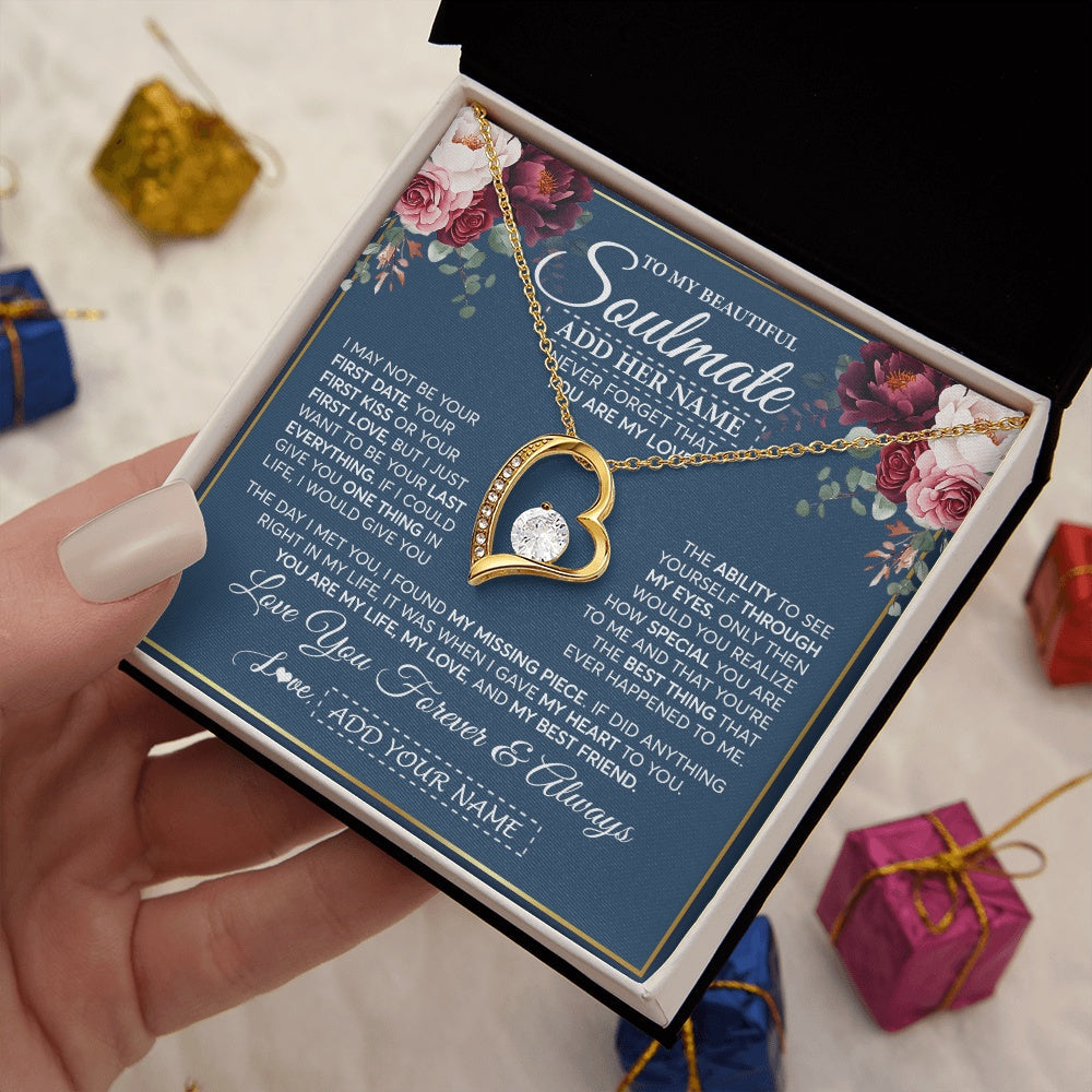 Personalized To My Beautiful Soulmate Gift Necklace You Are My Love Gifts For Wife From Husband Wife Birthday Valentines Day Custom Gift Box Message Card
