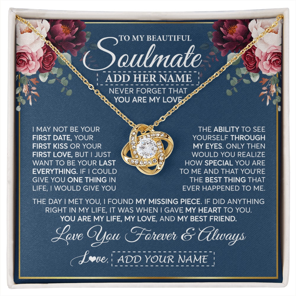 Personalized To My Beautiful Soulmate Gift Necklace You Are My Love Gifts For Wife From Husband Wife Birthday Valentines Day Custom Gift Box Message Card