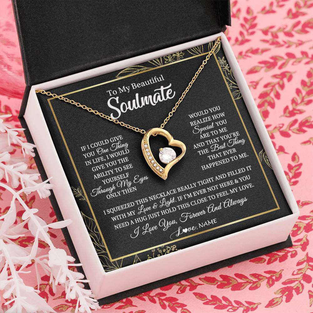 Personalized To My Beautiful Soulmate Necklace From Husband Boyfriend Feel My Love For Her Future Wife Girlfriend Birthday Anniversary Customized Message Card
