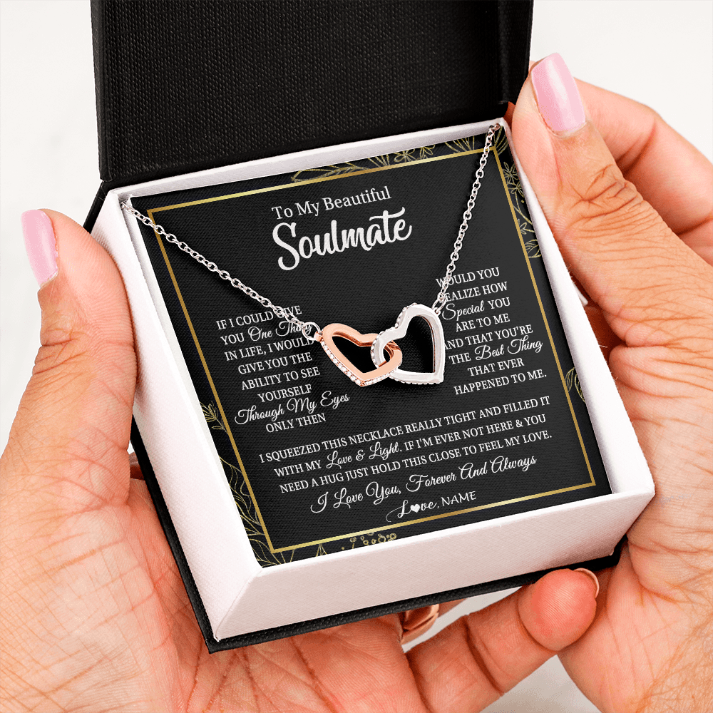 Personalized To My Beautiful Soulmate Necklace From Husband Boyfriend Feel My Love For Her Future Wife Girlfriend Birthday Anniversary Customized Message Card