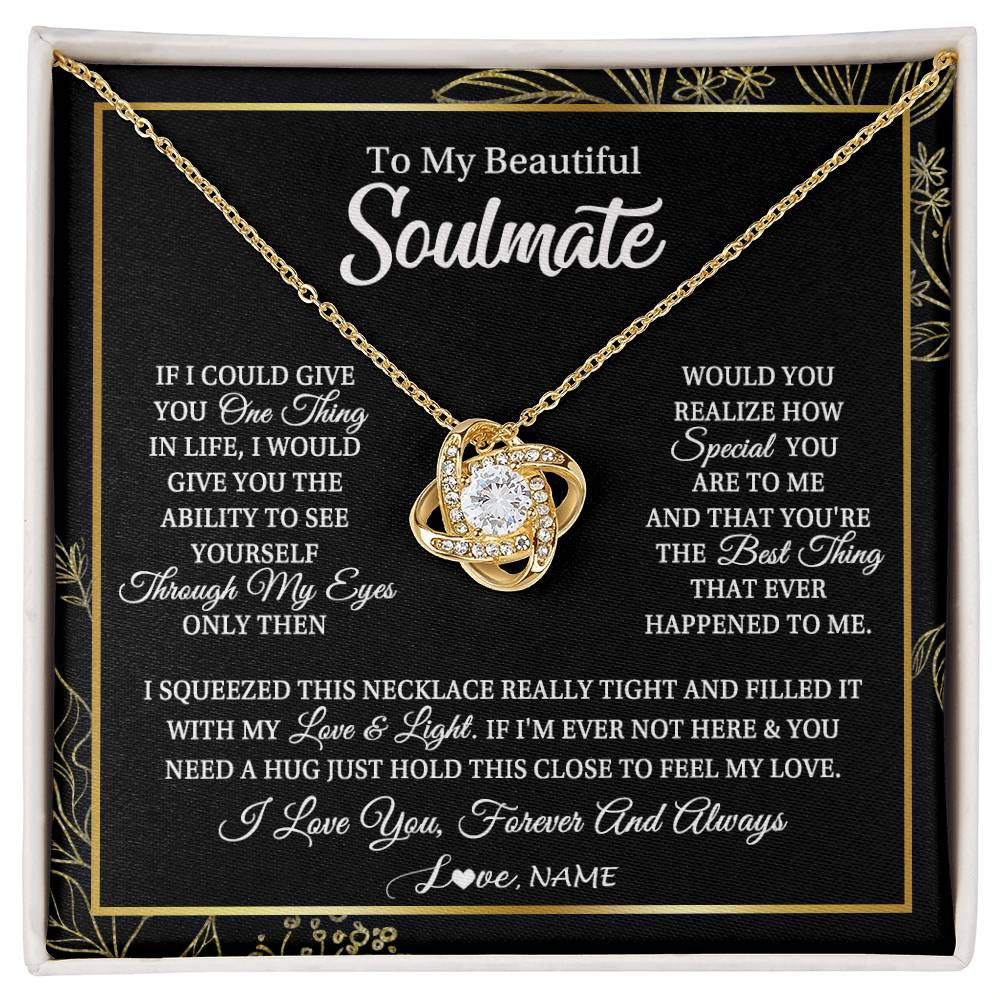 Personalized To My Beautiful Soulmate Necklace From Husband Boyfriend Feel My Love For Her Future Wife Girlfriend Birthday Anniversary Customized Message Card