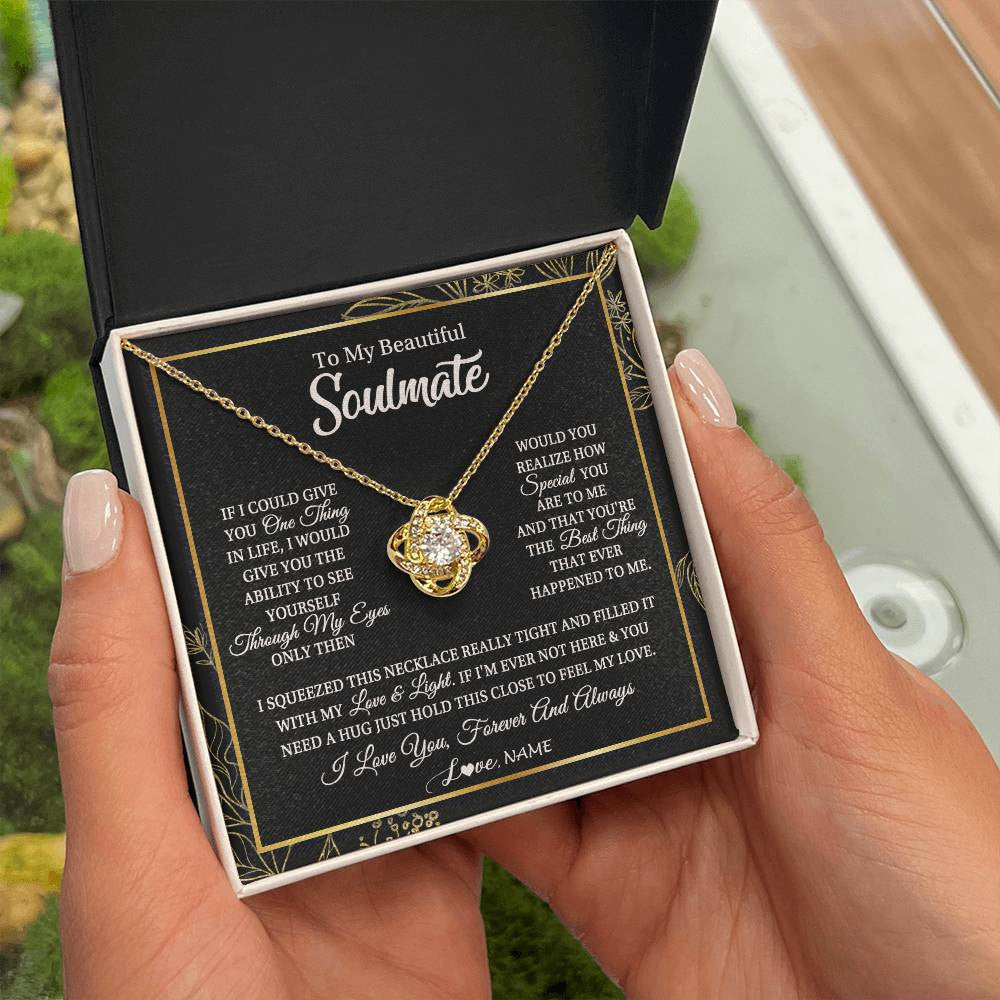 Personalized To My Beautiful Soulmate Necklace From Husband Boyfriend Feel My Love For Her Future Wife Girlfriend Birthday Anniversary Customized Message Card