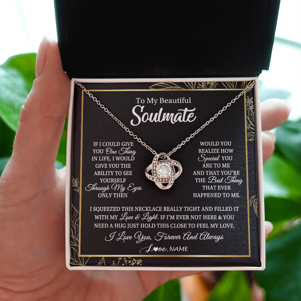 Personalized To My Beautiful Soulmate Necklace From Husband Boyfriend Feel My Love For Her Future Wife Girlfriend Birthday Anniversary Customized Message Card