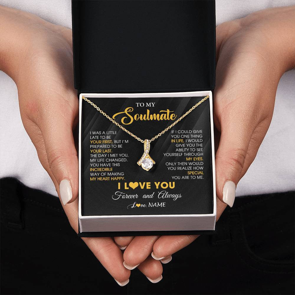 Personalized To My Beautiful Soulmate Necklace From Husband Jewelry Forever Love Girlfriend Wife Birthday Gifts Anniversary Valentines Message Card