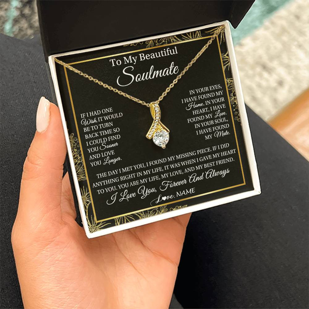 Personalized To My Beautiful Soulmate Necklace From Husband Romantic Gifts Future Wife Birthday Anniversary Jewelry Christmas Customized Gift Box Message Card