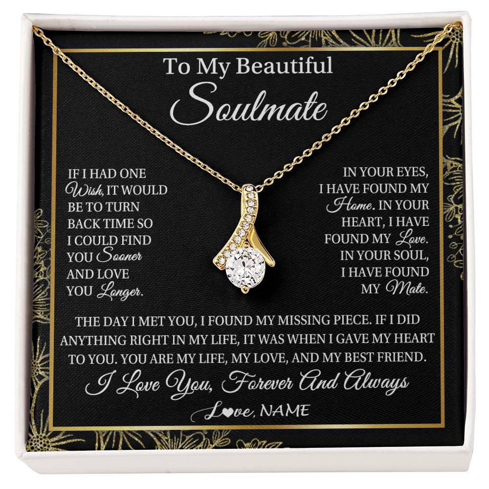 Personalized To My Beautiful Soulmate Necklace From Husband Romantic Gifts Future Wife Birthday Anniversary Jewelry Christmas Customized Gift Box Message Card