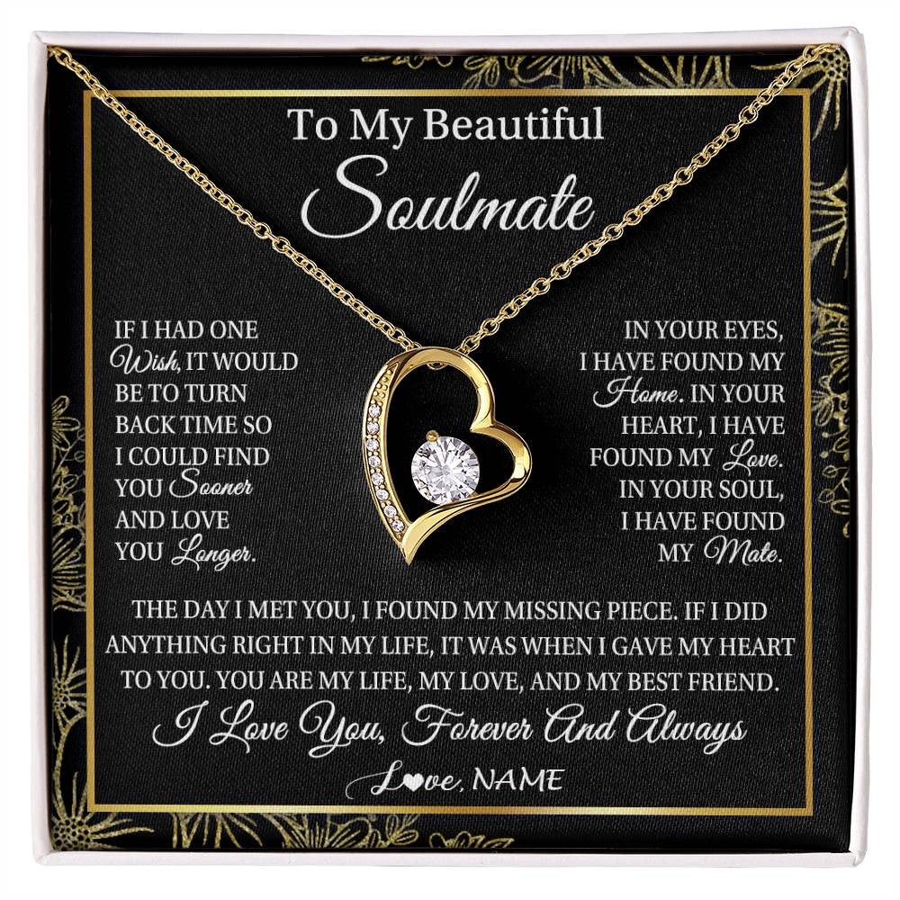 Personalized To My Beautiful Soulmate Necklace From Husband Romantic Gifts Future Wife Birthday Anniversary Jewelry Christmas Customized Gift Box Message Card