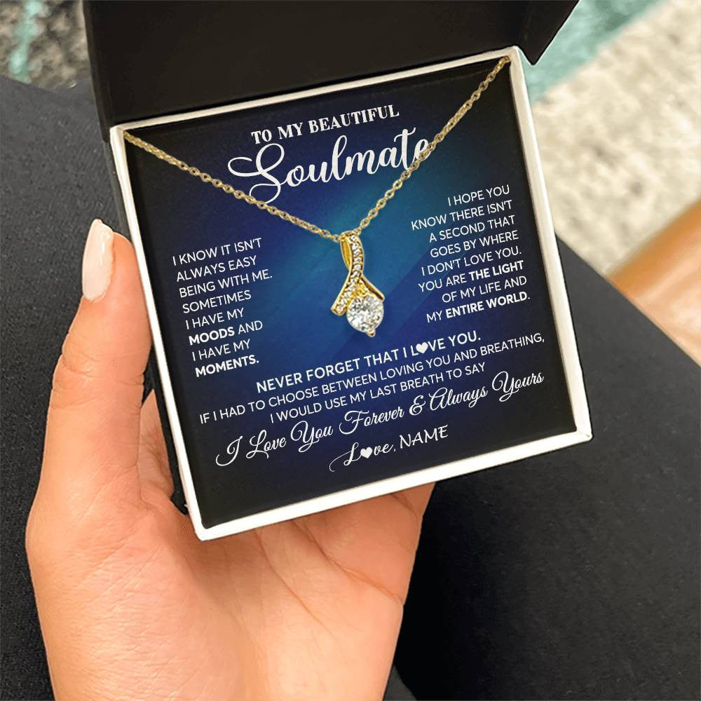 Personalized To My Beautiful Soulmate Necklace From Husband You Are The Light Of My Life Wife Birthday Anniversary Christmas Customized Gift Box Message Card