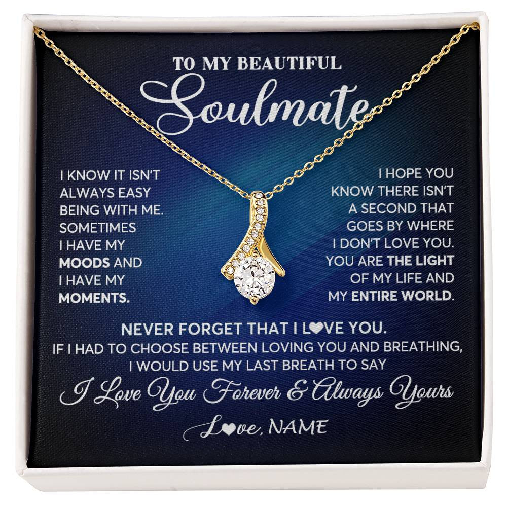 Personalized To My Beautiful Soulmate Necklace From Husband You Are The Light Of My Life Wife Birthday Anniversary Christmas Customized Gift Box Message Card
