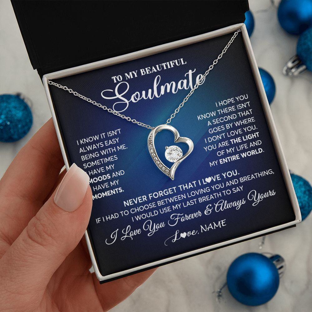 Personalized To My Beautiful Soulmate Necklace From Husband You Are The Light Of My Life Wife Birthday Anniversary Christmas Customized Gift Box Message Card